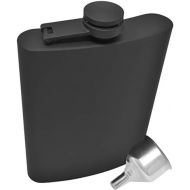 [아마존베스트]IDALIO Hip Flask for Liquor 8 Ounce Stainless Steel Black Matte Black Hinge Leakproof with Big Funnel in Premium Black Box for Men and Women