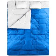 IDEALHOUSE Double Sleeping Bag, Waterproof 2 Person Sleeping Bag for Adults with Carry Bag and 2 Pillows, Perfect Sleeping Bag for Traveling,Camping,Hiking,Outdoor&Music Festivals