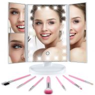 IDEALI Tri-Fold Lighted Vanity Makeup Mirror, 180°Adjustable, Portable, LED Lights, Touch Screen and...