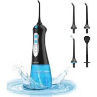 Water Dental Flosser Cordless for Teeth and Brace, 300ML Portable Dental Oral Irrigator, 3 Modes Water Flossing Pick, 4 Water Jet Tips IPX7 Waterproof Teeth Cleaner for Travel
