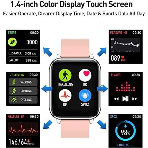  [아마존베스트]IDEALROYAL Smart Watch, P22 Fitness Activity Tracker Heart Rate Monitor with 1.4 Inch Touch Screen Waterproof Sleep Monitor Smart Watch Bluetooth Camera Control Sports Watch Men Wo