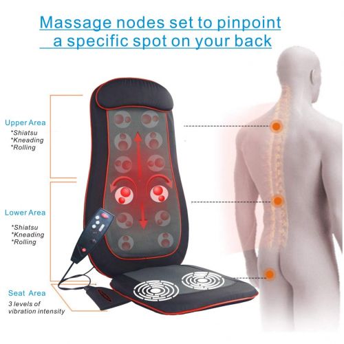  IDODO Shiatsu Back Massager, Seat Cushion Massager with Heat, Deep Kneading Rolling Vibration Chair...