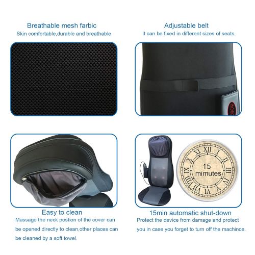  IDODO Shiatsu Back Massager, Seat Cushion Massager with Heat, Deep Kneading Rolling Vibration Chair...