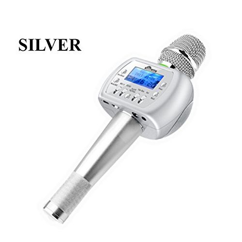  IDOLPRO IDOLpro V2 10W GoldSilver Wireless Bluetooth Karaoke Microphone Speaker For Smart Phones WRecorder, Headphone Output & LCD Screen (SILVER)