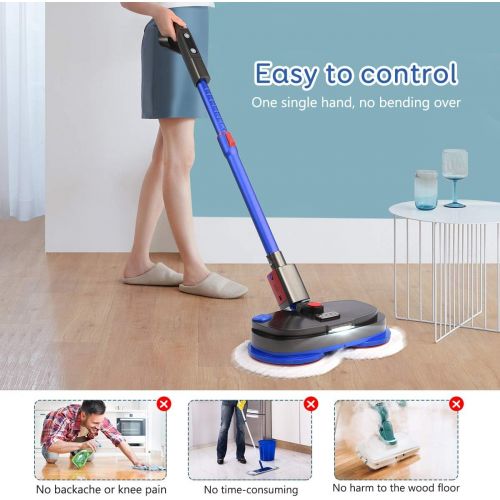  iDOO Electric Mop, Cordless Electric Spinner and Waxer, Powerful Floor Cleaner with Dual Spin, Sweeper and Scrubber with LED Headlight for Hard Wood, Marble, Tile and Laminate Floo