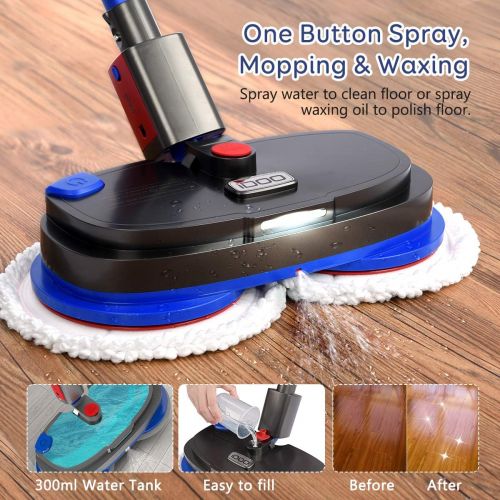  iDOO Electric Mop, Cordless Electric Spinner and Waxer, Powerful Floor Cleaner with Dual Spin, Sweeper and Scrubber with LED Headlight for Hard Wood, Marble, Tile and Laminate Floo