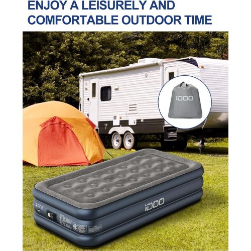  iDOO Air Mattress, Inflatable Airbed with Built-in Pump, 3 Mins Quick Self-Inflation/Deflation, Comfortable Top Surface Blow Up Bed for Home Portable Camping Travel, 75x39x18in, 55