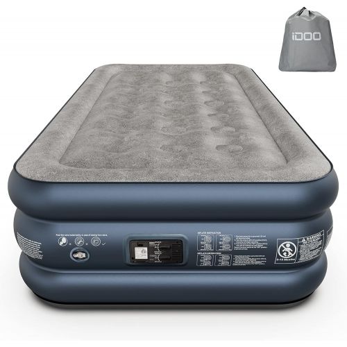  iDOO Air Mattress, Inflatable Airbed with Built-in Pump, 3 Mins Quick Self-Inflation/Deflation, Comfortable Top Surface Blow Up Bed for Home Portable Camping Travel, 75x39x18in, 55