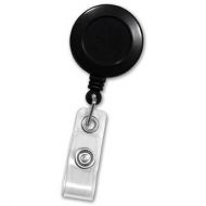 IDP Badge Reel with Slide Clip and Clear Strap (Black, 100-Pack)