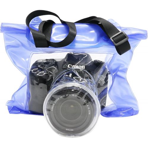  IDS Camera Waterproof Bag Underwater Housing Case Pouch Bag Compatible with Canon Nikon etc.(Blue)