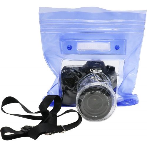  IDS Camera Waterproof Bag Underwater Housing Case Pouch Bag Compatible with Canon Nikon etc.(Blue)