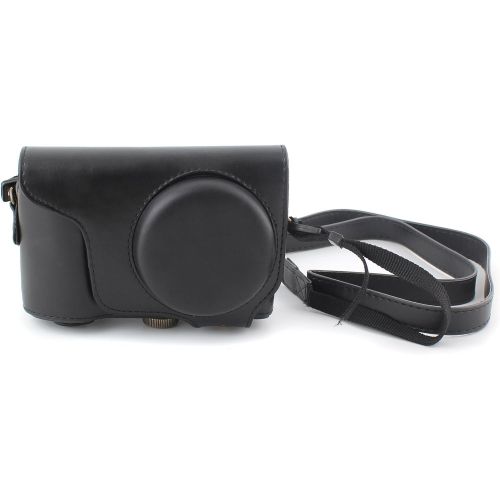  IDS Black PU Leather Case Bag Cover with Strap for Camera EK-GC100 GC110