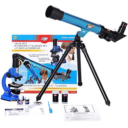  [아마존베스트]IDS Home Eastcolight Deluxe Microscope and Telescope Set for Kids Begainers, Science Educational Toys, Biological Chemistry Lad Kits Toys for Kids