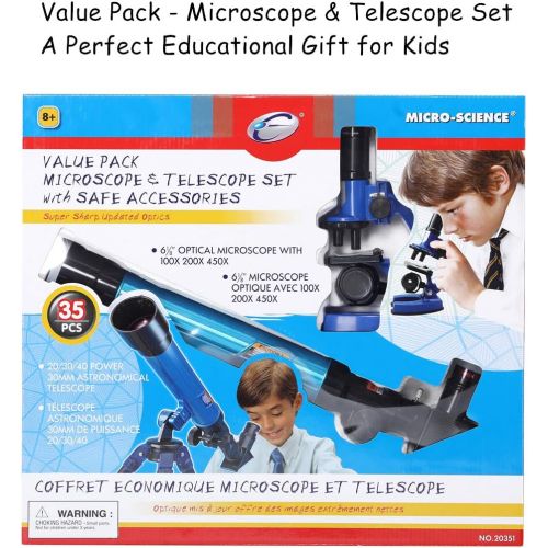  [아마존베스트]IDS Home Eastcolight Deluxe Microscope and Telescope Set for Kids Begainers, Science Educational Toys, Biological Chemistry Lad Kits Toys for Kids