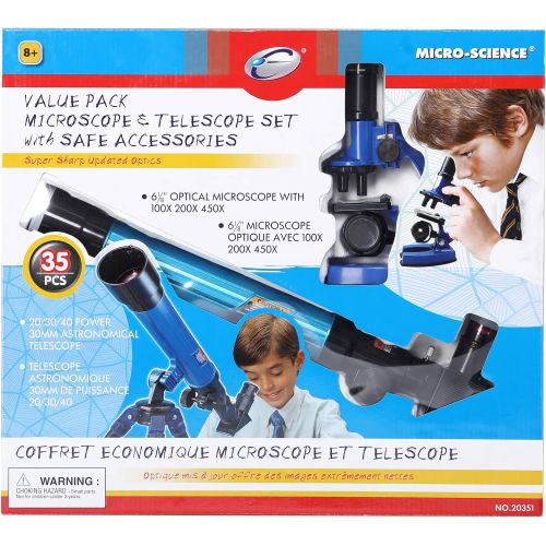  [아마존베스트]IDS Home Eastcolight Deluxe Microscope and Telescope Set for Kids Begainers, Science Educational Toys, Biological Chemistry Lad Kits Toys for Kids