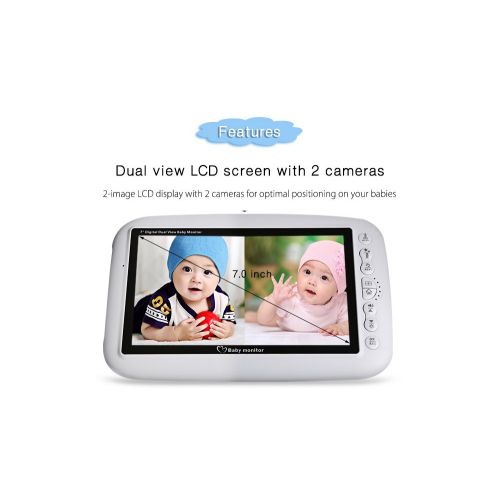  IDS Home 7.0 inch Wireless 2 Camera LCD Night Vision Video Baby Monitor - US Plug