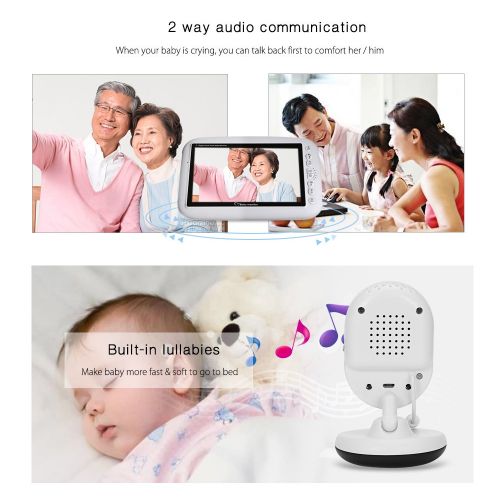  IDS Home 7.0 inch Wireless 2 Camera LCD Night Vision Video Baby Monitor - US Plug