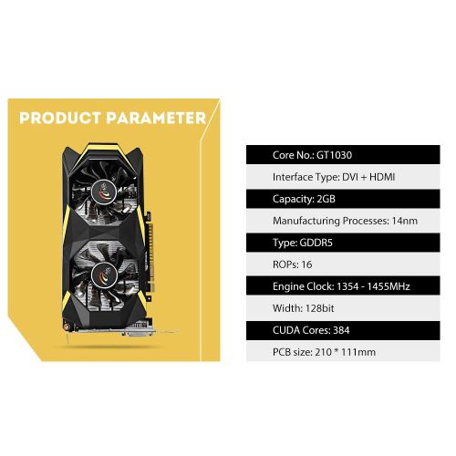  IDS Home ASL GT1030 D5 Graphics Card with Dual-Fan 2GB 64bit