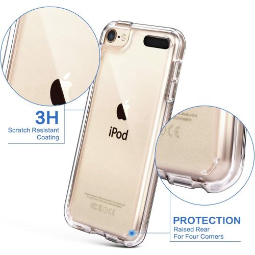  [아마존베스트]iPod Touch 7 Case Clear,IDWELL Touch 6 Touch 5 Case with 2 Screen Protectors, Clear Slim Soft TPU Bumper Hard Cover for iPod Touch 5/6/7th Generation (Latest Model,2019 Released),