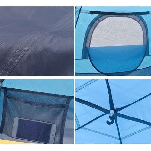  IDWO-Tent IDWO Camping Tent Waterproof Pop Up Tent Outdoor 3-4 Person Dome Tent Hiking Portable Hydraulic Tents, Blue