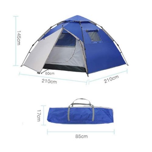  IDWO-Tent IDWO Camping Tent Waterproof Pop Up Tent 3-4 Person Family Tent Outdoor Beach Folding Dome Tent, Blue