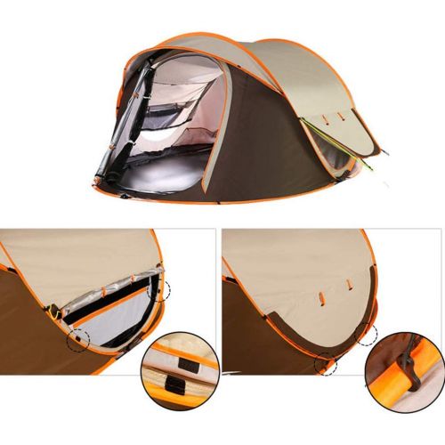  IDWO-Tent IDWO Camping Tent Automatic Pop Up Tent 3-4 Person Waterproof Lightweight Tunnel Tent, Brown