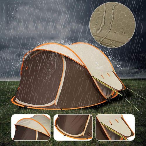  IDWO-Tent IDWO Camping Tent Automatic Pop Up Tent 3-4 Person Waterproof Lightweight Tunnel Tent, Brown