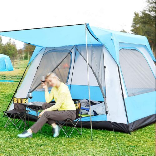  IDWO-Tent IDWO Camping Tent Waterproof Pop Up Tent Outdoor Beach Large 5-8 People Portable Square Family Tent,Blue