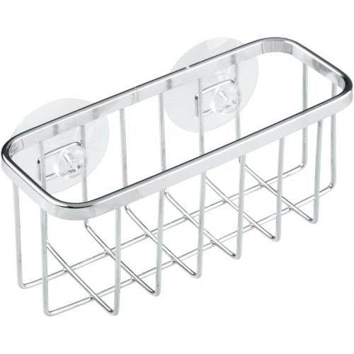  iDesign Gia Stainless Steel Organizer, Dish Sponge Holder Basket with Suction Cups, Ideal for Kitchen Sinks and Bathrooms, 5.75” x 2.5” x 2.25”, Polished, One