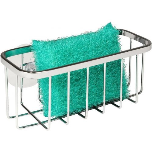  iDesign Gia Stainless Steel Organizer, Dish Sponge Holder Basket with Suction Cups, Ideal for Kitchen Sinks and Bathrooms, 5.75” x 2.5” x 2.25”, Polished, One