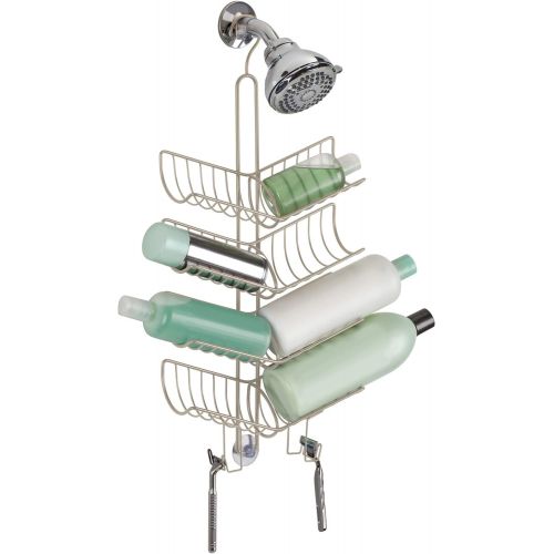  iDesign Verona Metal Hanging Bathroom Shower Caddy, Extra Space for Shampoo, Conditioner, Soap, Razors, Loofahs, Towels, 24.6 x 10.6 x 3.8, Satin Silver