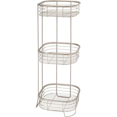 iDesign Forma Metal Wire Corner Standing Shower Caddy, Bath Shelf Baskets for Shampoo, Conditioner, Soap, 9.5 x 9.5 x 26.25, Satin Silver