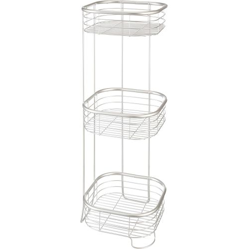  iDesign Forma Metal Wire Corner Standing Shower Caddy, Bath Shelf Baskets for Shampoo, Conditioner, Soap, 9.5 x 9.5 x 26.25, Satin Silver
