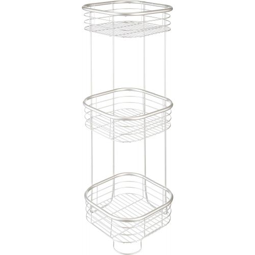  iDesign Forma Metal Wire Corner Standing Shower Caddy, Bath Shelf Baskets for Shampoo, Conditioner, Soap, 9.5 x 9.5 x 26.25, Satin Silver