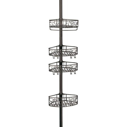  iDesign Twigz Metal Wire Rod Corner Shower, Adjustable 5-9 Pole and Baskets for Shampoo, Conditioner, Soap with Hooks for Razors, Towels, Tension Caddy