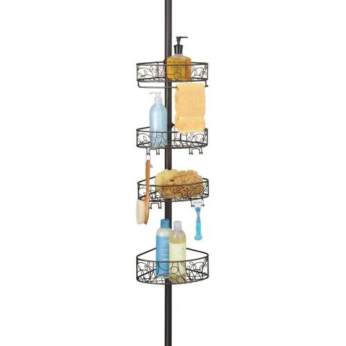  iDesign Twigz Metal Wire Rod Corner Shower, Adjustable 5-9 Pole and Baskets for Shampoo, Conditioner, Soap with Hooks for Razors, Towels, Tension Caddy