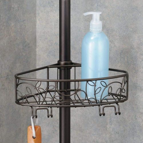 iDesign Twigz Metal Wire Rod Corner Shower, Adjustable 5-9 Pole and Baskets for Shampoo, Conditioner, Soap with Hooks for Razors, Towels, Tension Caddy