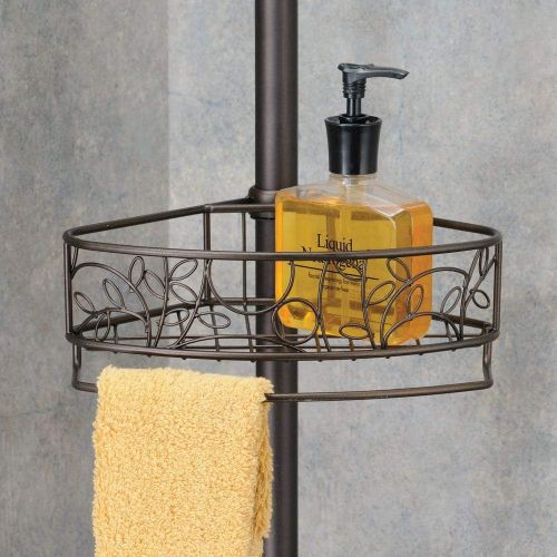  iDesign Twigz Metal Wire Rod Corner Shower, Adjustable 5-9 Pole and Baskets for Shampoo, Conditioner, Soap with Hooks for Razors, Towels, Tension Caddy