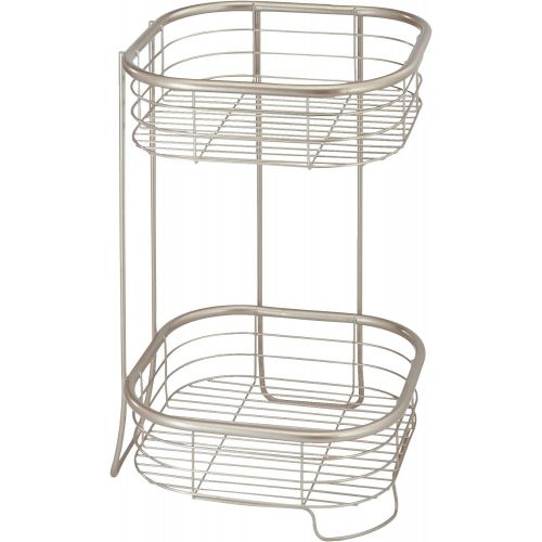  iDesign Forma Metal Wire Corner Standing Shower Tower Caddy, 2-Tier Bath Shelf Baskets for Shampoo, Conditioner, Soap, Accessories, 9.5 x 9.5 x 15.25, Satin Silver