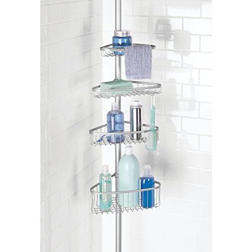  iDesign York Steel Tension 4-Shelf Extendable Corner Storage Caddy - 8 x 11 x 108, Silver