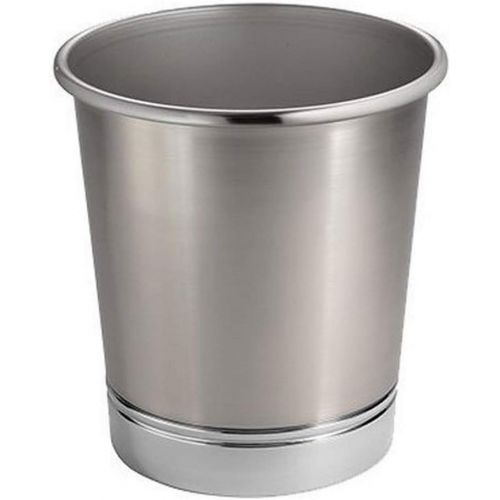  iDesign York Metal Wastebasket, Trash Can for Bathroom, Kitchen, Office, Bedroom, 9.5 x 9.5 x 10.25 - Brushed Nickel and Chrome