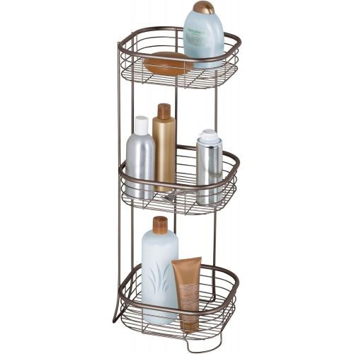  iDesign Forma Metal Wire Corner Standing Shower Caddy, Bath Shelf Baskets for Shampoo, Conditioner, Soap, 9.5 x 9.5 x 26.25, Bronze