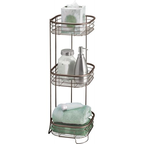  iDesign Forma Metal Wire Corner Standing Shower Caddy, Bath Shelf Baskets for Shampoo, Conditioner, Soap, 9.5 x 9.5 x 26.25, Bronze