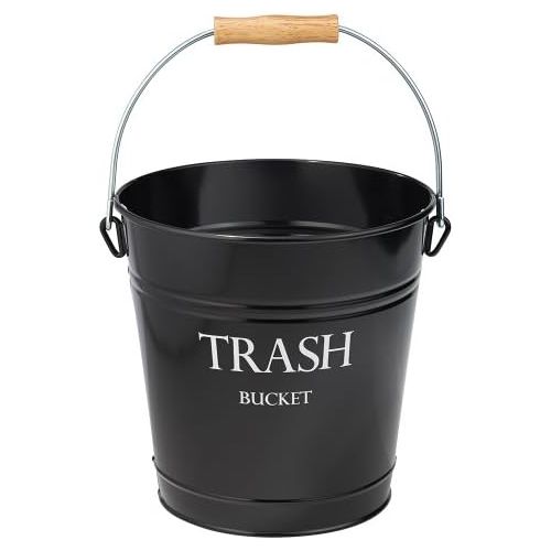  iDesign Pail Metal Wastebasket Trash Garbage Can for Bathroom, Bedroom, Home Office, Kitchen, Patio, Dorm, College, Set of 1, Black