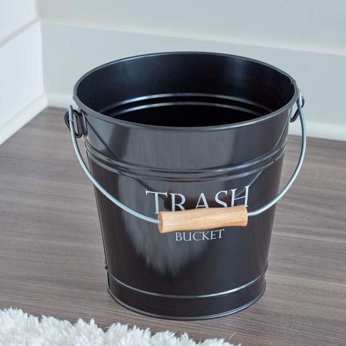  iDesign Pail Metal Wastebasket Trash Garbage Can for Bathroom, Bedroom, Home Office, Kitchen, Patio, Dorm, College, Set of 1, Black