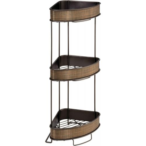  iDesign Twillo Metal Wire Corner Standing Shower Caddy 3-Tier Bath Shelf Baskets for Towels, Soap, Shampoo, Lotion, Accessories, Bronze