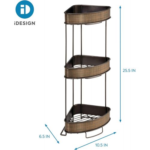  iDesign Twillo Metal Wire Corner Standing Shower Caddy 3-Tier Bath Shelf Baskets for Towels, Soap, Shampoo, Lotion, Accessories, Bronze