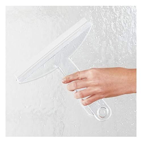  [아마존베스트]IDesign InterDesign Bathroom Shower Squeegee with Plastic Suction Cup Hook - Clear