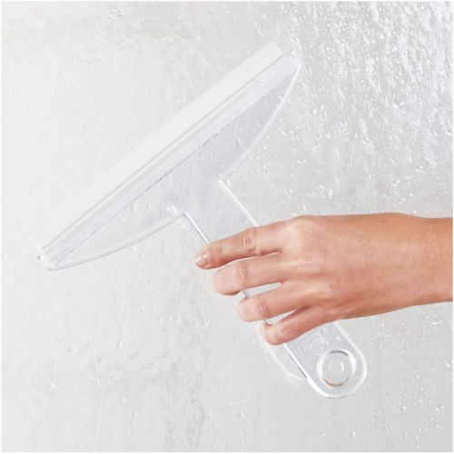  [아마존베스트]IDesign InterDesign Bathroom Shower Squeegee with Plastic Suction Cup Hook - Clear