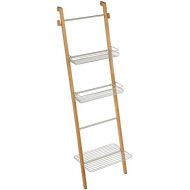InterDesign Formbu Free Standing Bathroom Storage Ladder with Shelves for Towels, Soap, Candles, Tissues, Lotion, Accessories - NaturalSatin